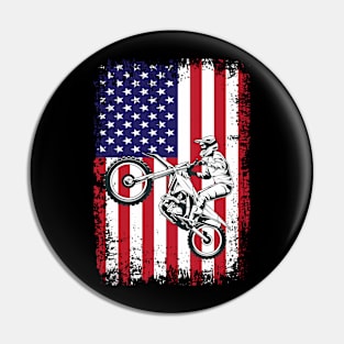 Dirt Bike American Flag Motocross USA Flag Pin
