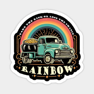 Rainbow Ride: Vintage Truck with a Pot of Gold Magnet