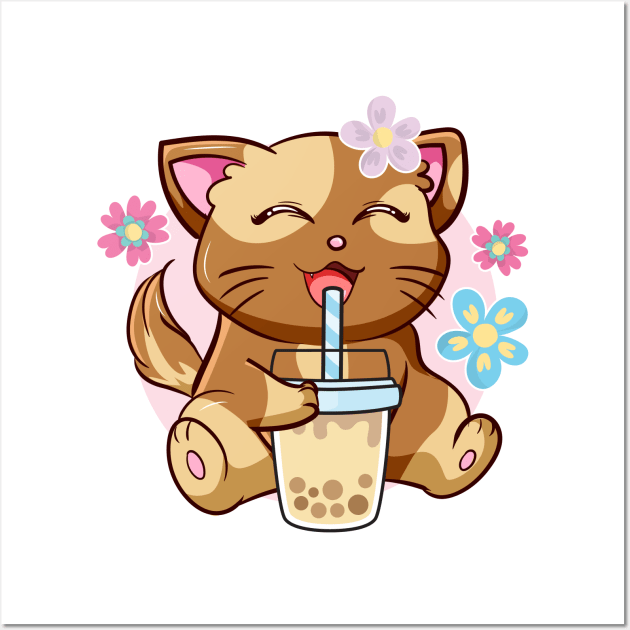 Kawaii Japanese Anime Cat Bubble Tea - Neko Kitty Drawing by DNT Prints -  Pixels