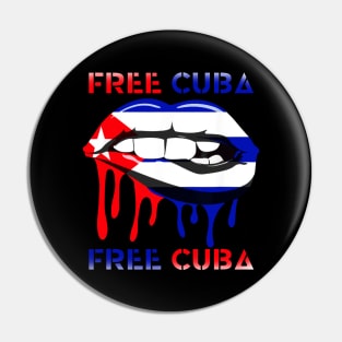 Cuba Flag and Lips Free Patria Cuban Pride y Vida Pin