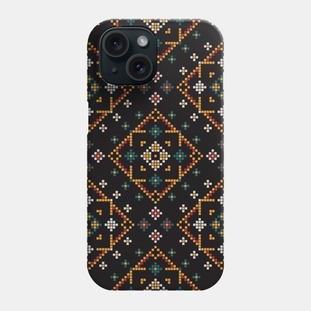 Orange White Mosaic Aztec Pattern Indian Mexican Ethnic Phone Case by jodotodesign