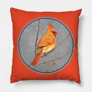 Cardinal on Branch Pillow