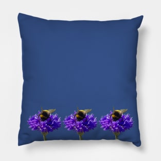 Three Cornflower with Bumblebee Floral Photos Pillow