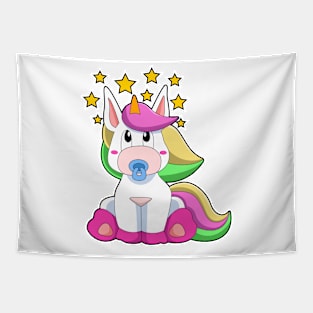 Unicorn as Baby with Pacifier Tapestry