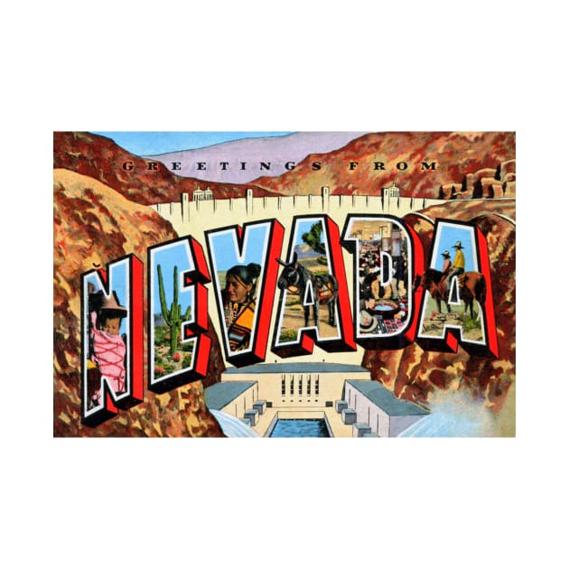 Greetings from Nevada - Vintage Large Letter Postcard by Naves