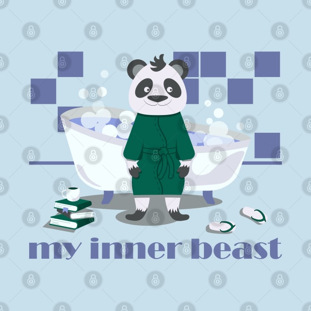 My inner beast panda washing in bathroom with foam and bubbles by Cute-Design