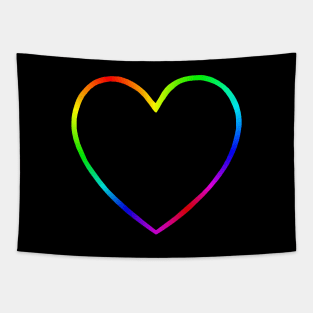 Rainbow Heart Outline Tapestry