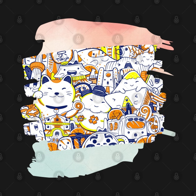Cute Cat Doodle T-shirt Mug Coffee Mug Apparel Hoodie Sticker Gift by MushMagicWear