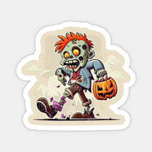 Mohawk Zombie Goes Trick-or-Treating on Halloween Magnet