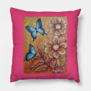 Flowers and Butterfly Pillow