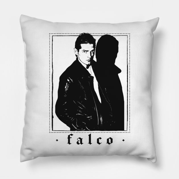 Falco - 80s Retro Design Pillow by DankFutura