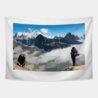 Mount Everest Base Camp Hiking Digital Painting Tapestry