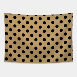 Black Polka Dots Pattern on Brown Background Tapestry