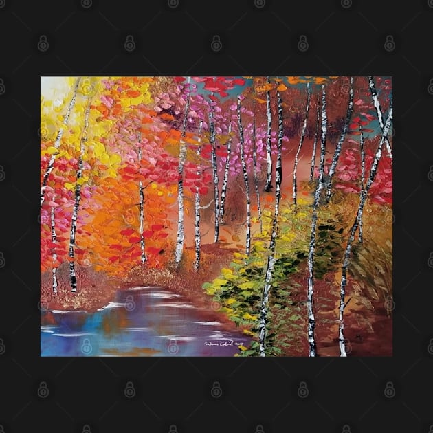 Autumn Woods Painting, Fall Decor, Autumn Decor, Country Cottage, Fall Trees, Falling Leaves, Colorful Leaves, Foilage by roxanegabriel