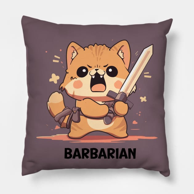 Kitten Barbarian Pillow by Myanko