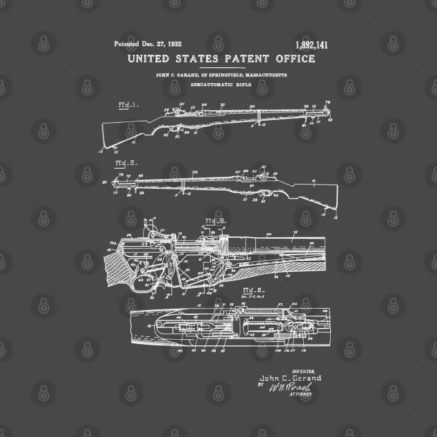 M1 Garand Rifle Patent White by Luve