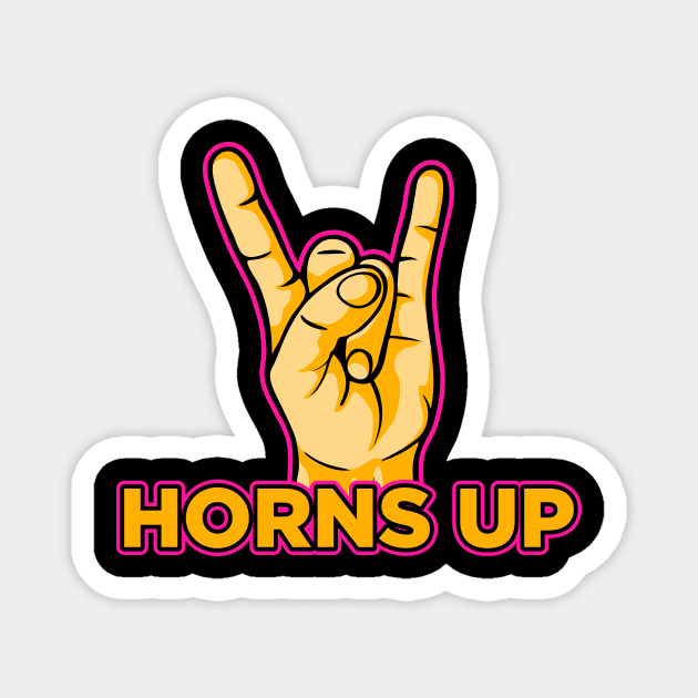 Horns up hand lettering rock and roll art Music TeePublic