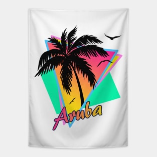 Aruba Cool 80s Sunset Tapestry