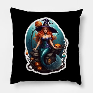 Halloween Mermaid Wizard Pillow