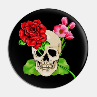 Skull, Rose Floral Tropical, Skulls Pin