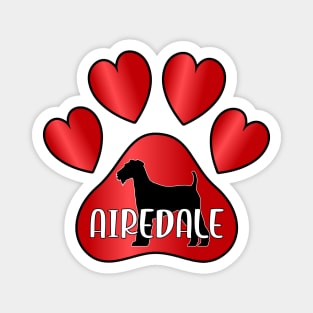 Love Airedale Terrier Dog Paw with Heart Toes Magnet