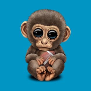 Cute Baby Monkey Playing With Football T-Shirt