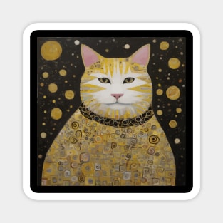 Beautiful Fat Klimt Cat with Pink Nose and Ears Magnet