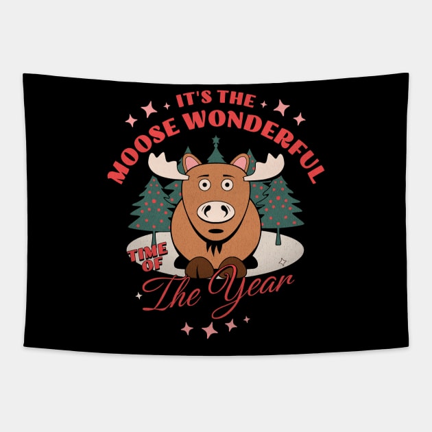 It's the Moose Wonderful Time of the Year Tapestry by DesignByJeff