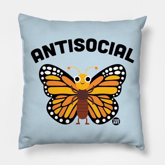 ANTISOCIAL Pillow by toddgoldmanart