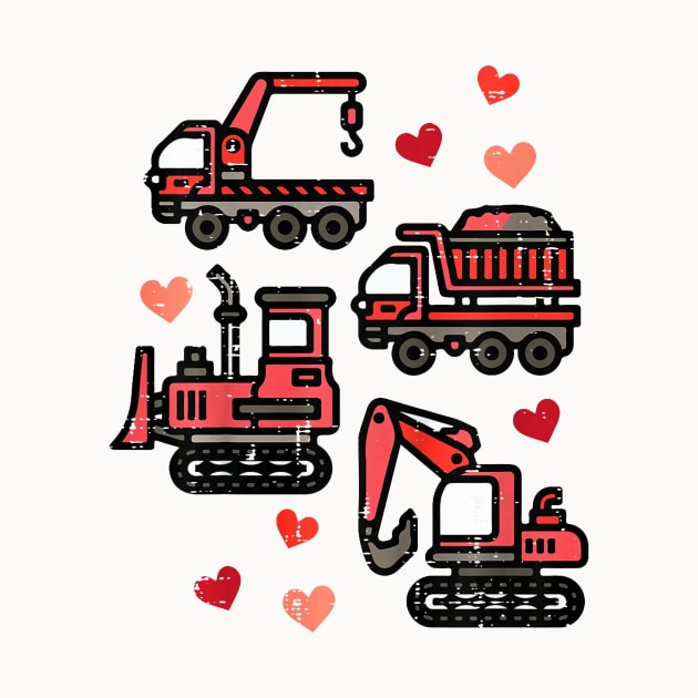 Kids Valentines Day Construction Trucks Funny Boys Kids Toddler by jadolomadolo