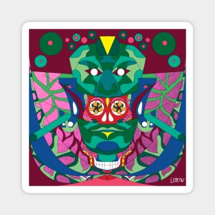 reina roja, the mayan red queen in ecopop pattern mandala Magnet