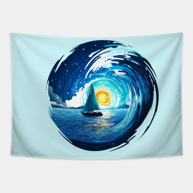 Sea Wave Tapestry by Prok_Art