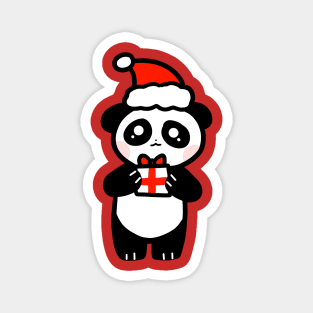 Cute Santa Hat Gift Panda Magnet