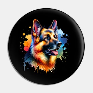 Bright Watercolor German Shepherd Pin