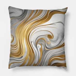 Gold and Silver Abstract Swirls Pillow