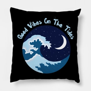 Ocean Lover's Tee - 'Good Vibes On The Tides' Casual Shirt, Perfect for Beach Days, Cruise Vacations, and Boating Gifts Pillow