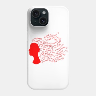 Red Flowing Hair Positive Affirmation Silhouette Phone Case