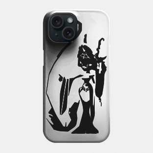 Harp Magician minimal silhouette white Phone Case