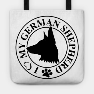 I Love My German Shepherd Black Tote