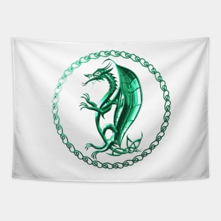 Green Celtic Dragon Tapestry