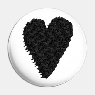 Black Rose Heart Pin