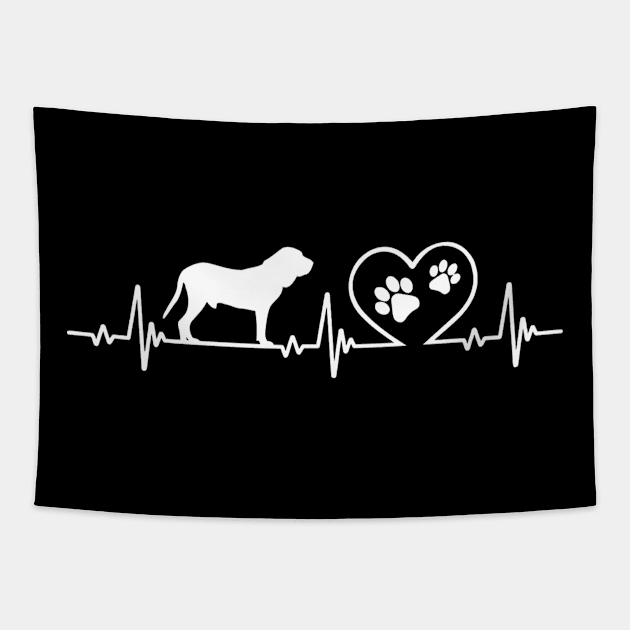 Fila brasileiro Lover Heartbeat Tapestry by Barking Boutique