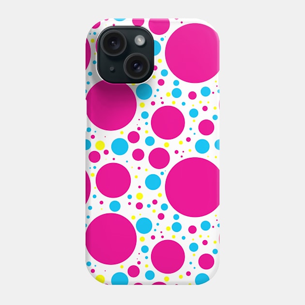 Pink, Blue and Yellow Dots on White Pattern Phone Case by bumblefuzzies