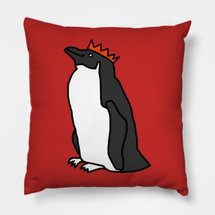 Penguin wearing a Red Party Hat Pillow