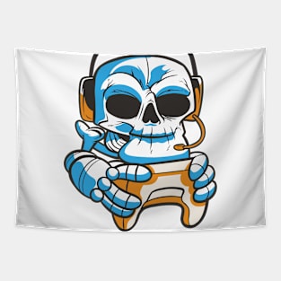 skull-gamer-with-joystick Tapestry