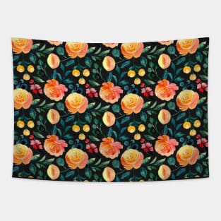 Orange Rose Pattern Tapestry