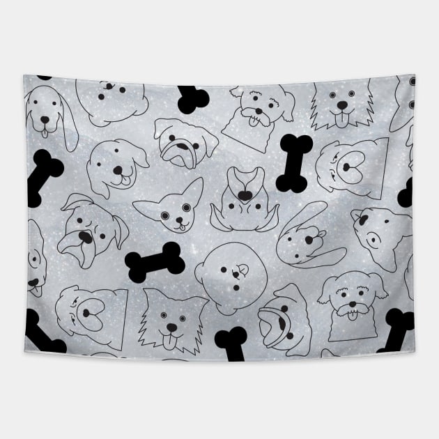 Cute Puppy Pattern (grey) Tapestry by Dorino