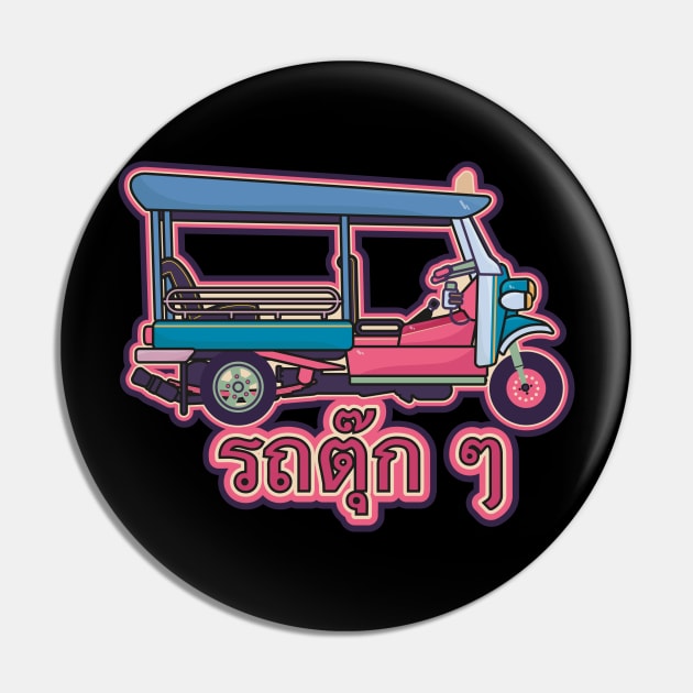 Tuk tuk Thailand -  Thai letters - Bangkok Pin by Boogosh
