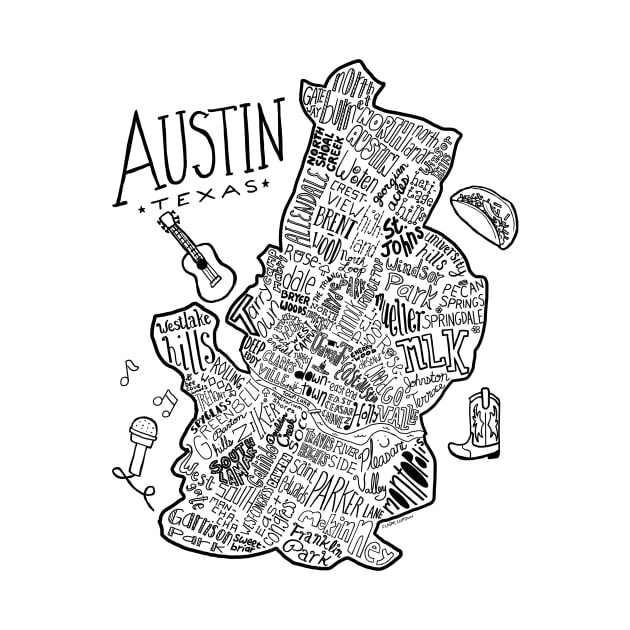 Austin Illustrated Map by Claire Lordon