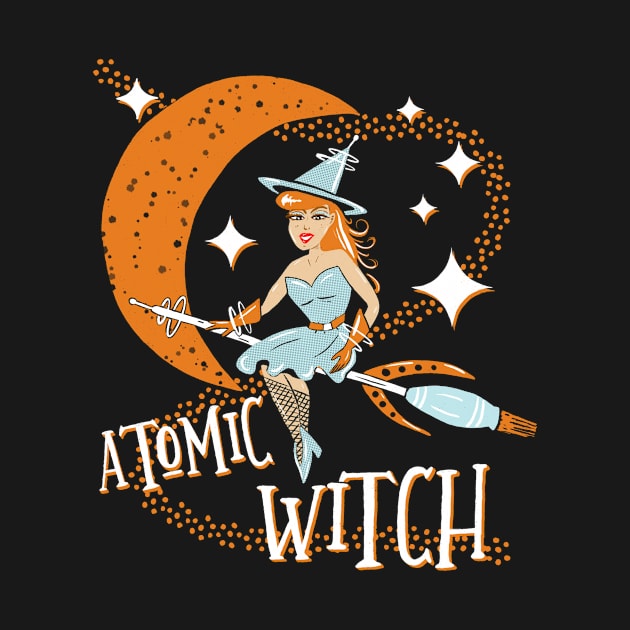 Atomic Witch Retro Vintage Pinup Girl Halloween by ksrogersdesigns